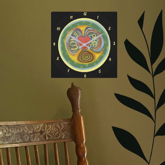 愛の平和、呼吸の平和の時間は今の正方形の壁である スクエア壁時計