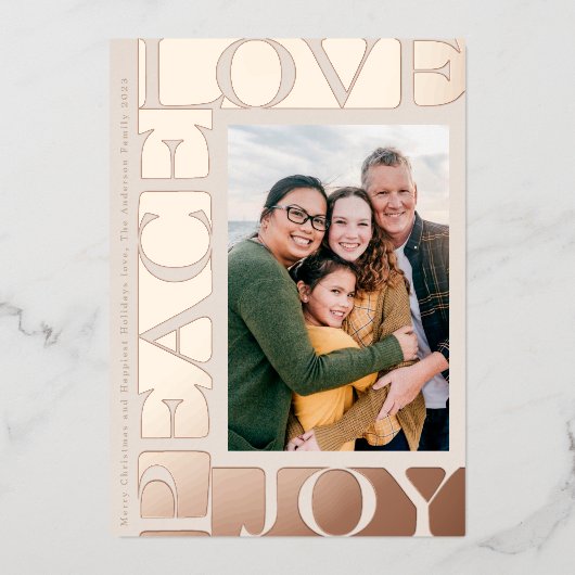 愛の平和JOYワンフォトフレーム赤面バラ金ゴールド 箔シーズンカード (正面)