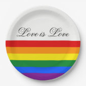 愛の平等レインボーフラッグLGBTレズビアンゲイプライド ペーパープレート (正面)