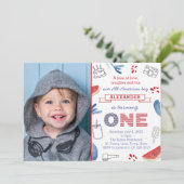 愛の年の笑いとおもしろいの最初の誕生日写真 招待状 (スタンド正面)