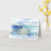 愛の幸せなanniversary湖のカップル カード (黄色い花)