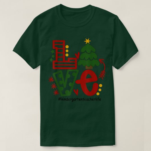 愛の幼稚園クリスマスツリー装飾クリスマスT Tシャツ (デザイン正面)