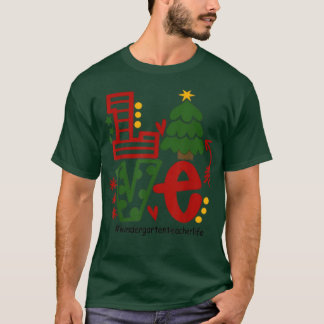愛の幼稚園クリスマスツリー装飾クリスマスT Tシャツ