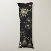 「愛の広がり」ゴールデンブラック抽象芸術花 ボディピロー (正面縦)