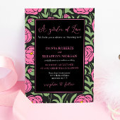 愛の庭。ピンクの牡丹結婚の花 招待状