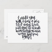 愛の引用文恋しく思:私は糸のハートで ポストカード (正面/裏面)