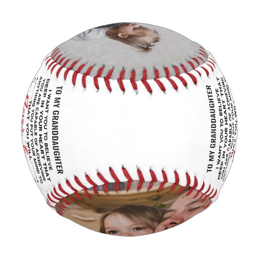 愛の引用文私の孫娘にカスタム2写真 野球ボール (裏面)