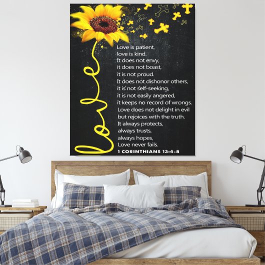 愛の引用文 |かわいいデコール キャンバスプリント (インサイチュ (寝室))