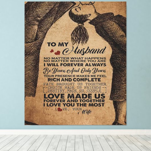 愛の引用文 |夫最高のへの贈り物 キャンバスプリント (インサイチュ (ウッドフロア))