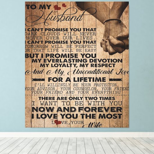 愛の引用文 |夫最高のへの贈り物 キャンバスプリント (インサイチュ (ウッドフロア))