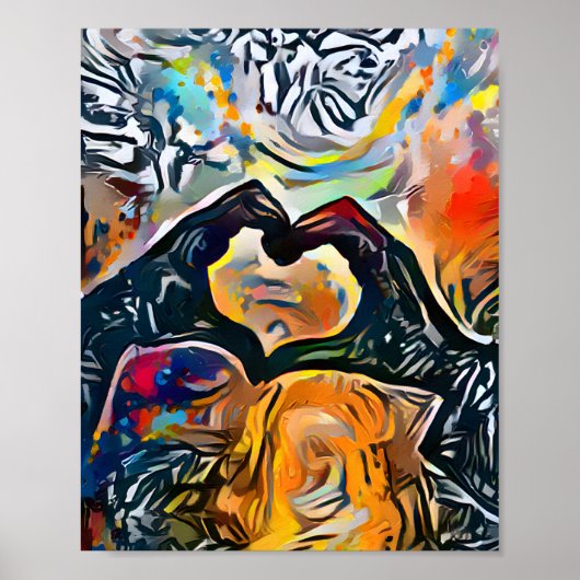 愛の形をした手ハート ポスター (正面)