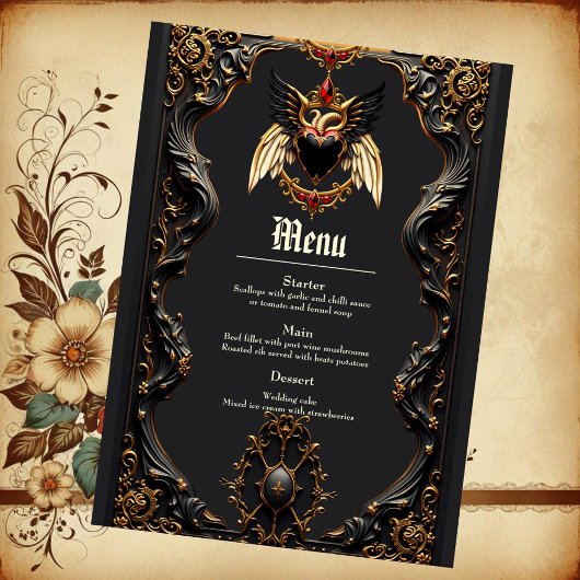 愛の影の中のゴシックのロマンス。 メニュー