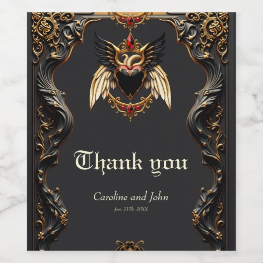 愛の影の中のゴシックのロマンス。 ワインラベル (シングルラベル)