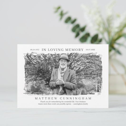 愛の思い出の記念モダンシンプル サンキューカード (スタンド正面)