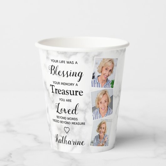 愛の思い出の記念悔やみや弔慰3写真葬 紙コップ (正面)