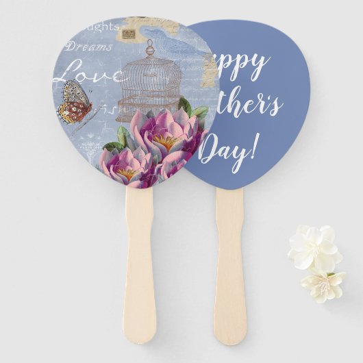 愛の思ビクトリアンい夢バタフライバードケージ ハンドファン (正面&裏面)