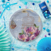 愛の思ビクトリアンい夢バタフライバードケージ ペーパープレート (パーティー)