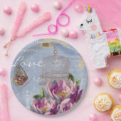 愛の思ビクトリアンい夢バタフライバードケージ ペーパープレート (パーティー)