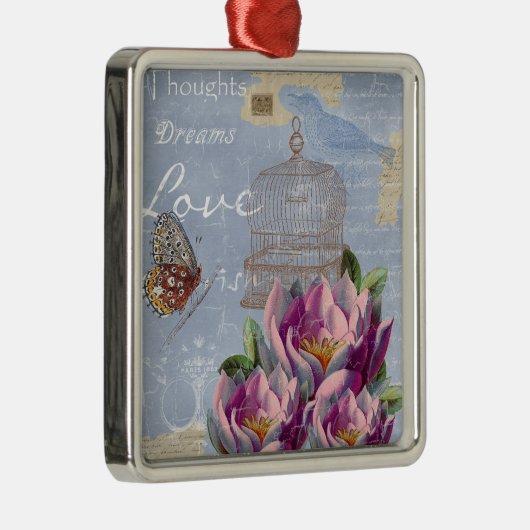 愛の思ビクトリアンい夢バタフライバードケージ メタルオーナメント (右)