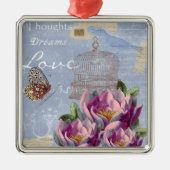 愛の思ビクトリアンい夢バタフライバードケージ メタルオーナメント (正面)