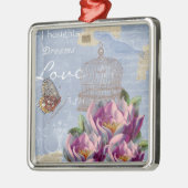 愛の思ビクトリアンい夢バタフライバードケージ メタルオーナメント (左)