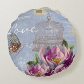 愛の思ビクトリアンい夢バタフライバードケージ ラウンドクッション (裏面)