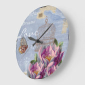 愛の思ビクトリアンい夢バタフライバードケージ ラージ壁時計 (傾斜)