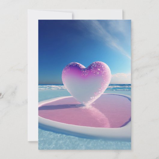 愛の急増：ロマンチックな波のハート結婚のインビタ 招待状 (正面)