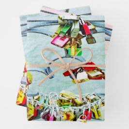 愛の情け！永遠の愛のための愛のロック ラッピングペーパーシート