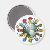 愛の惑星の地球：平和のために団結 マグネット (正面/裏面)