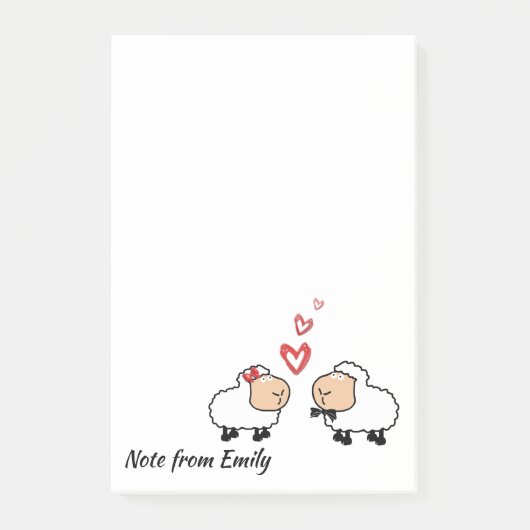 愛の愛おもしろいらしい可愛い漫画の羊 ポストイット (正面)