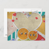 愛の愛の美しいスマイルのハートは花を弓 ポストカード (正面/裏面)