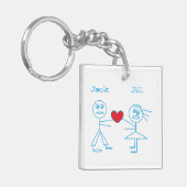 愛の愛らしくパーソナライズな棒の姿のカップル キーホルダー (正面左)