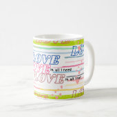 愛の愛をテーマにしたマグカップを必要とするすべてのもの コーヒーマグカップ (正面右)