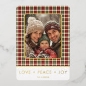 愛の愛素朴平和の喜び写真クリスマス 箔シーズンカード (正面)