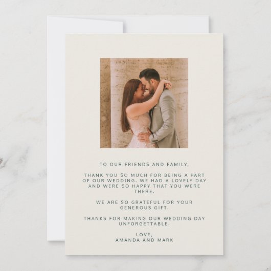 愛の感謝のアーチフォト結婚の感謝の気持ち サンキューカード (裏面)