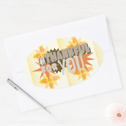 愛の慈悲と感謝であなたに感謝 楕円形シール (封筒)