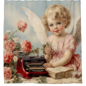 愛の手紙書をクピッド・エンジェル シャワーカーテン (正面)