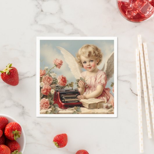 愛の手紙書をクピッド・エンジェル スタンダードカクテルナプキン (インサイチュ)