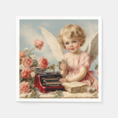 愛の手紙書をクピッド・エンジェル スタンダードカクテルナプキン (正面)