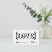 愛の抱擁の結婚座席表、白黒 プレイスカード (スタンド正面)