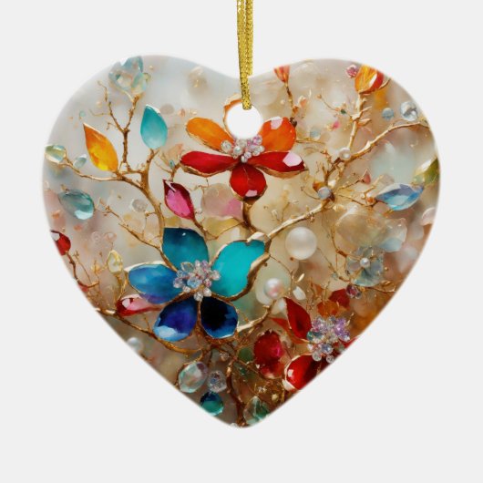 愛の抱擁:魅力的なハート型オーナメント セラミックオーナメント (正面)