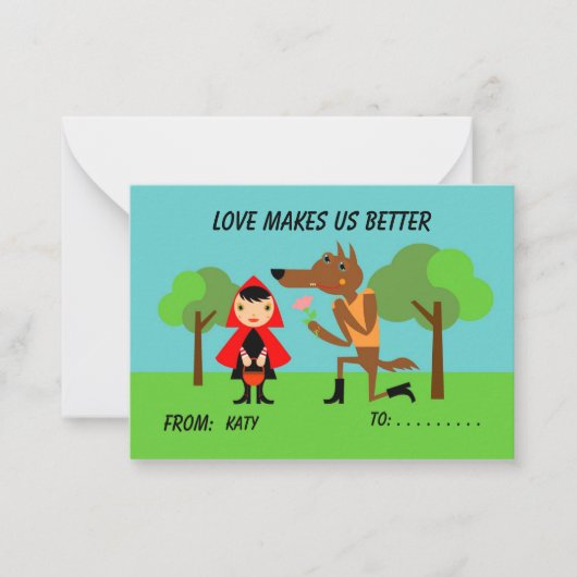 愛の教室キッズバレンタインのフラットノートカード ノートカード (正面)