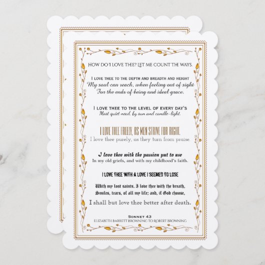 愛の数え方を教えて。タイポグラフィーポエトリーウェディング 招待状 (正面/裏面)