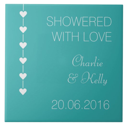 愛の文字とカラーカスタムタイルが散らばる タイル (正面)