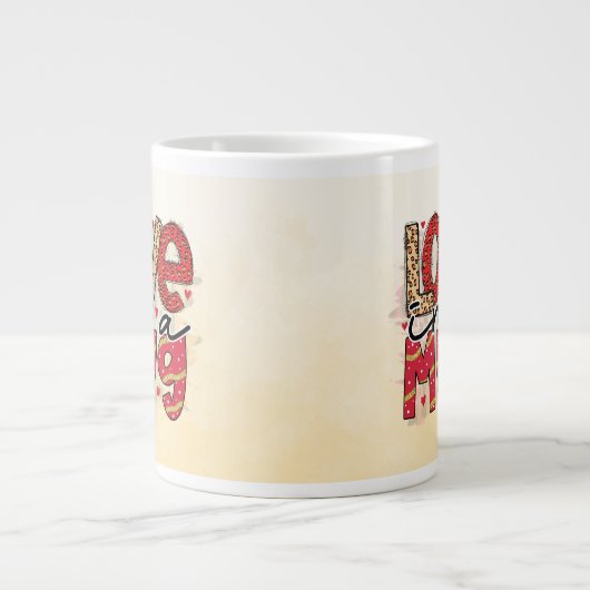 愛の文字のバパターン(の模様が)あるンタイン ジャンボコーヒーマグカップ (正面)