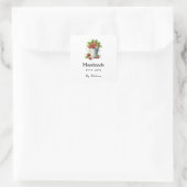 愛の新鮮なイチゴがバケツで手作り スクエアシール (バッグ)