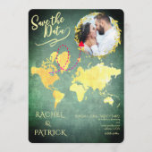 愛の旅の地図付きSave the Date 招待状 (正面)