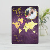 愛の旅の地図付きSave the Date 招待状 (スタンド正面)
