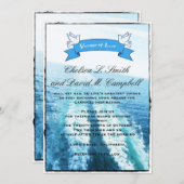 愛の旅|クルーズ船/目的地でのウェディング 招待状 (正面/裏面)